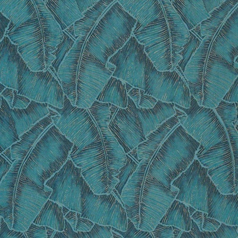 84326438 - Cuba Tropical Leaves Blue Casadeco Wallpaper