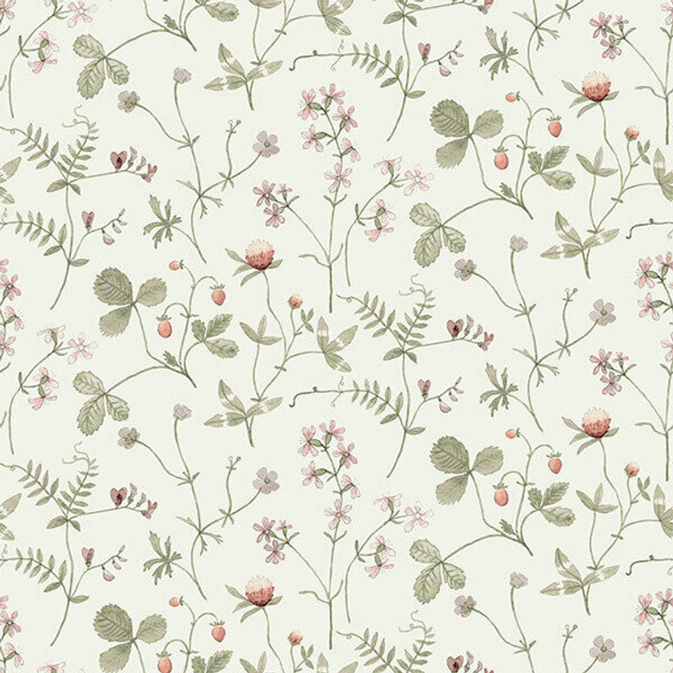 27008 - Morgongava Floral Stems White Galerie Wallpaper