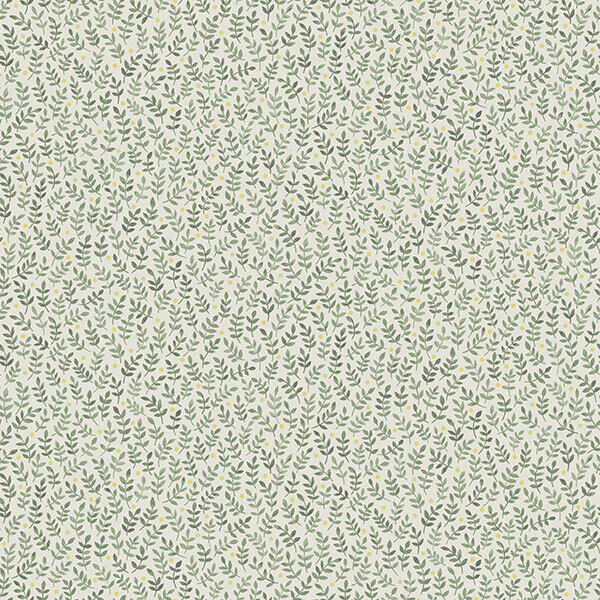 Galerie 27021 - Morgongava Small Leaves Green Galerie Wallpaper roll - luxury design for UK feature walls