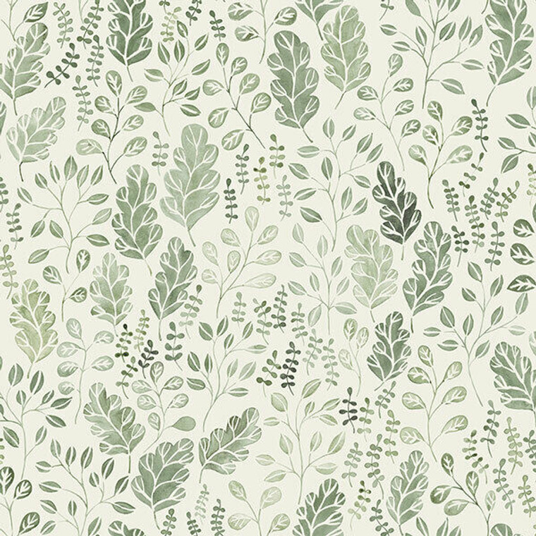 27014 - Morgongava Floral Leaves Green Galerie Wallpaper