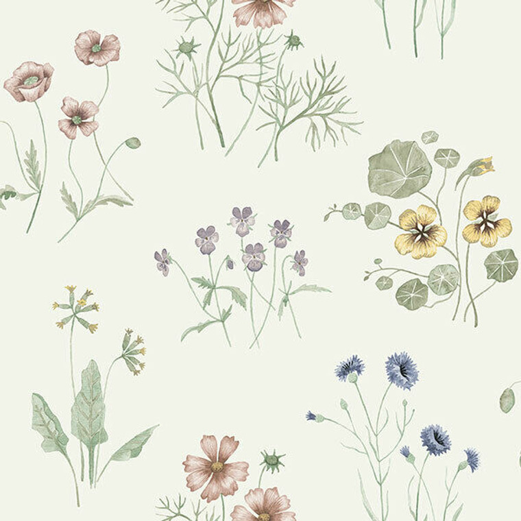 27022 - Morgongava Floral Stems White Galerie Wallpaper