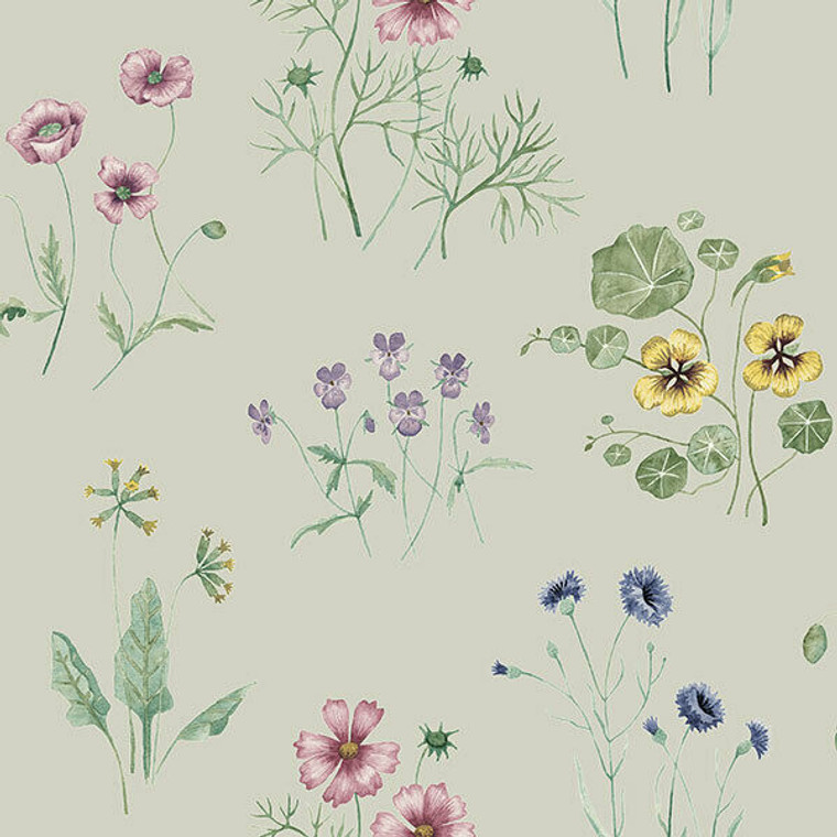 Galerie 27023 - Morgongava Dainty Flowers Grey Galerie Wallpaper roll - luxury design for UK feature walls