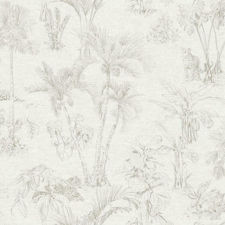 HV41019 - Havana Jungle Palms Beige Grey Galerie Wallpaper