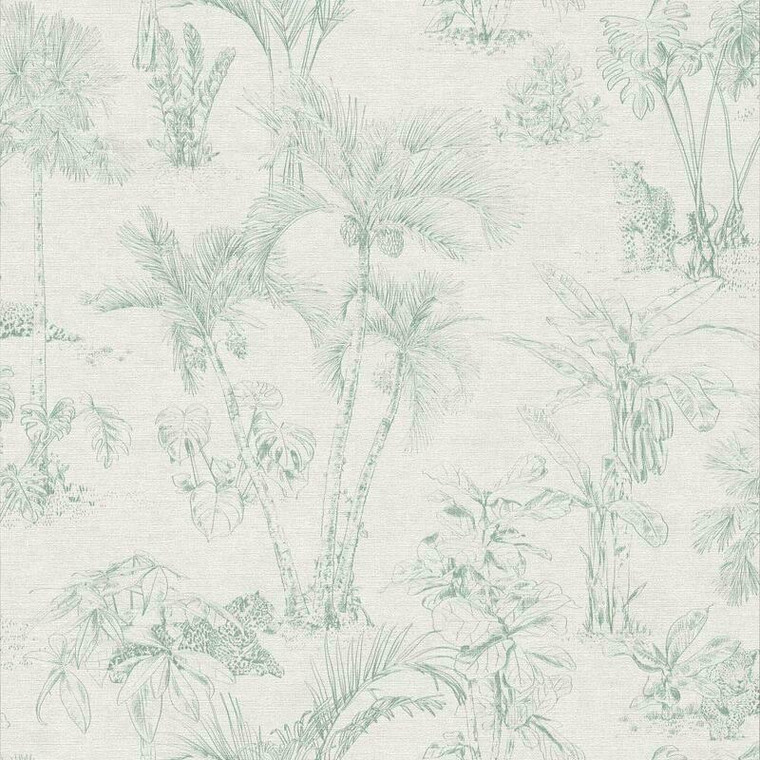 HV41020 - Havana Jungle Palms Grey Green Galerie Wallpaper