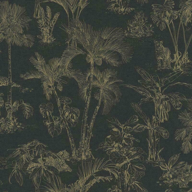 HV41023 - Havana Jungle Palms Black Galerie Wallpaper