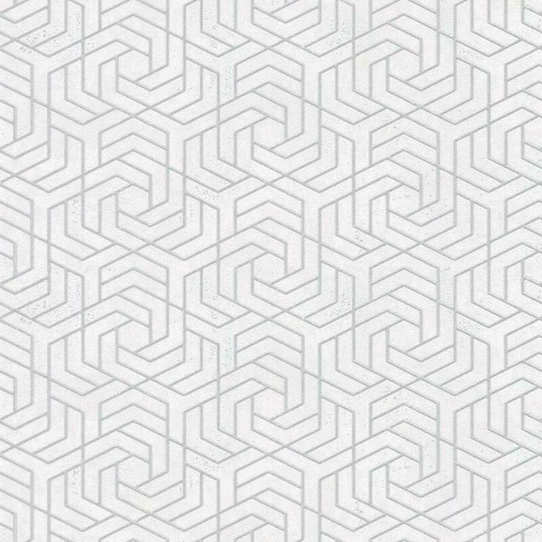 32607 - City Glam Hex Geometric Silver White Galerie Wallpaper