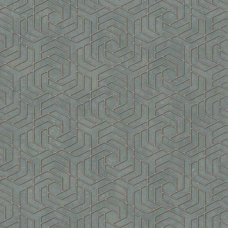 32609 - City Glam Hex Geometric Rose Gold Grey Galerie Wallpaper