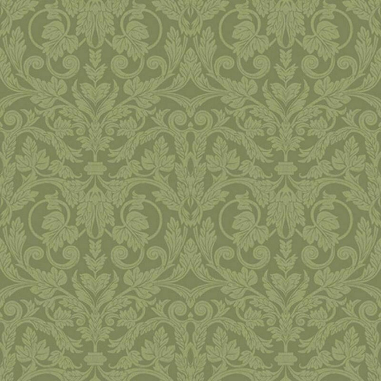 14009 - Ekbacka Regal Leaves Scrolls Green Galerie Wallpaper