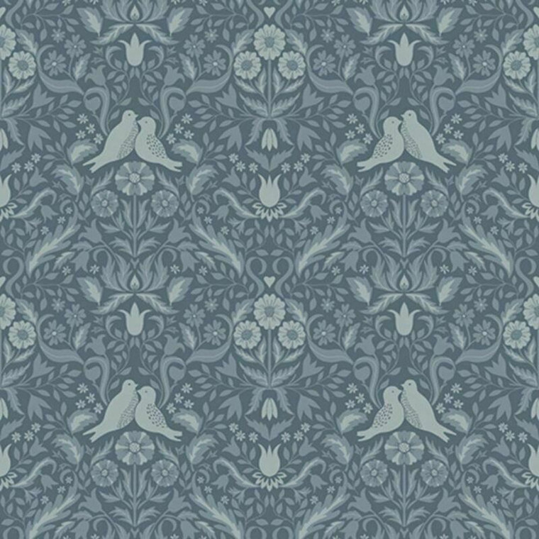 14028 - Ekbacka Floral Doves Grey Galerie Wallpaper