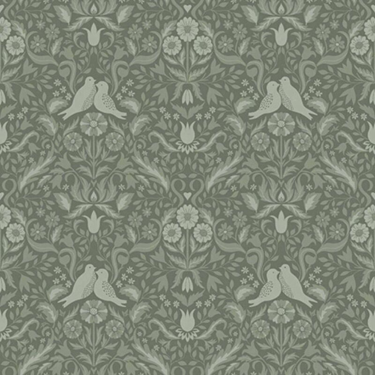 14029 - Ekbacka Floral Doves Green Galerie Wallpaper