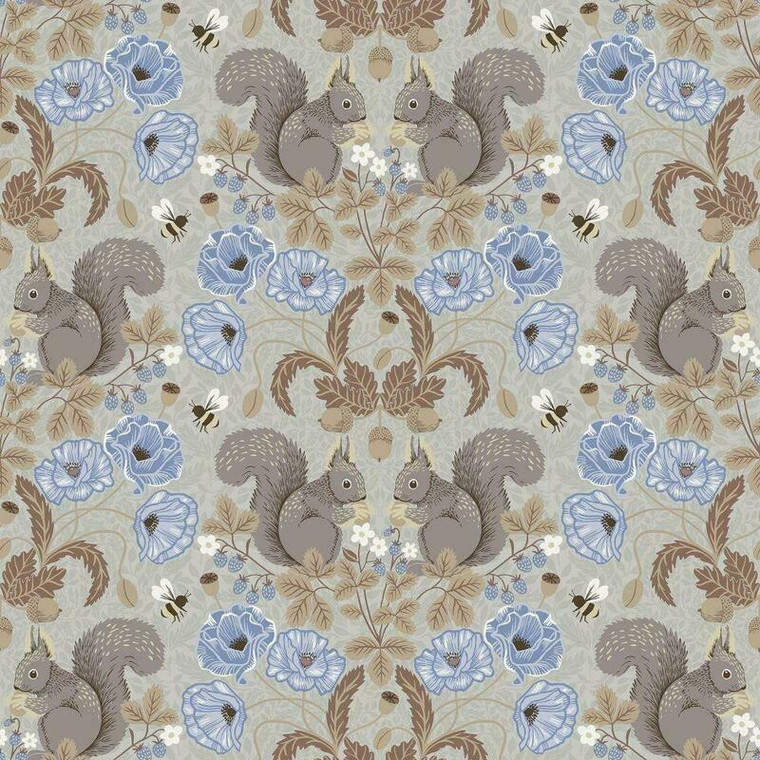 44121 - Apelviken2 Squirrels Floral Beige Galerie Wallpaper