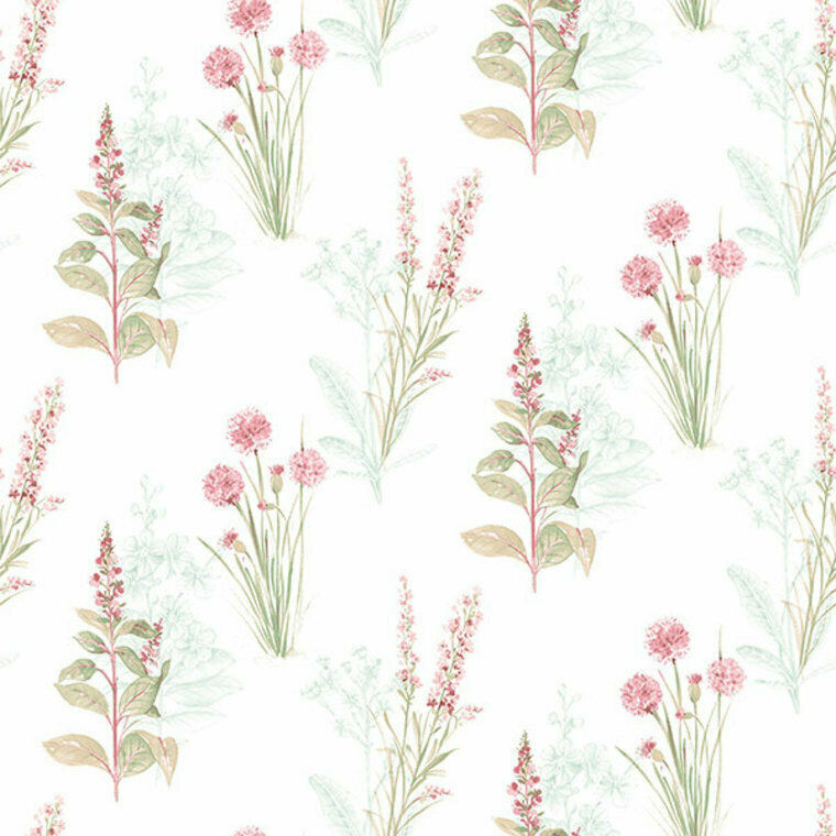 Galerie AB42442 - Abby Rose 4 Flora Flowers Teal Pink Galerie Wallpaper roll - luxury design for UK feature walls