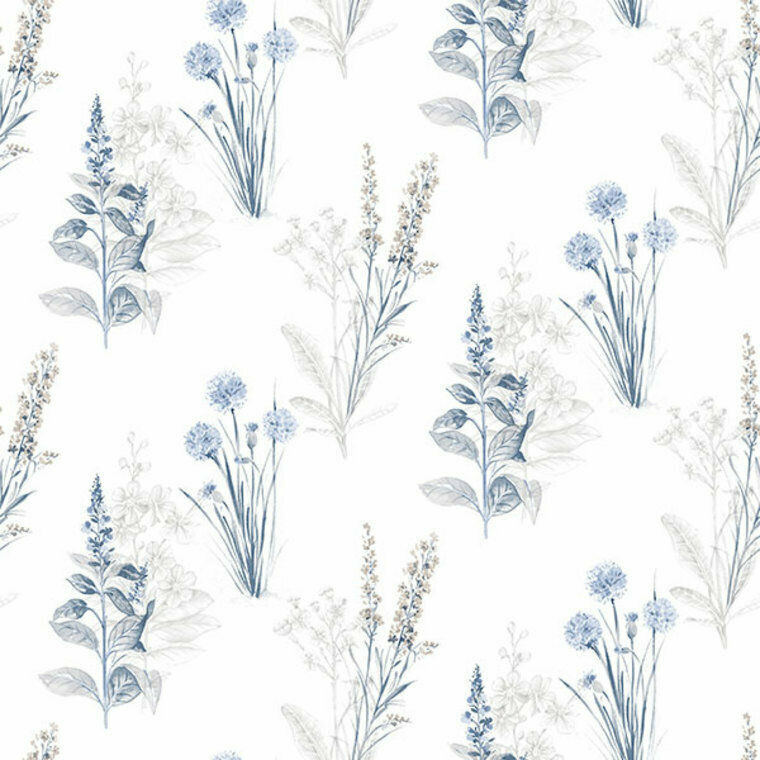 AF37716 - Abby Rose 4 Flora Flowers Blue Navy Grey Galerie Wallpaper