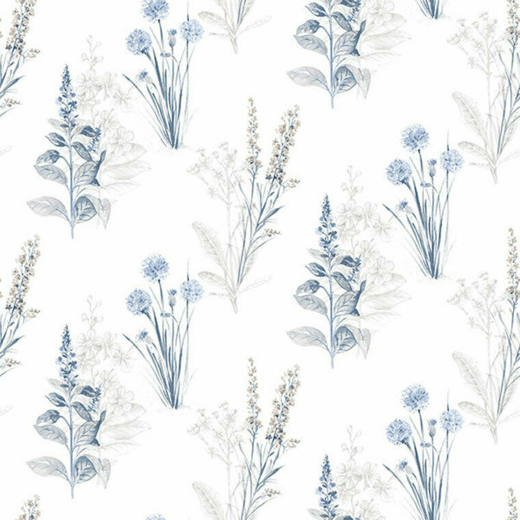 Galerie AF37716 - Abby Rose 4 Flora Flowers Blue Navy Grey Galerie Wallpaper roll - luxury design for UK feature walls