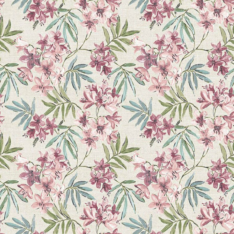 Galerie AF37724 - Abby Rose 4 Linen Floral Taupe Pink Plum Galerie Wallpaper roll - luxury design for UK feature walls