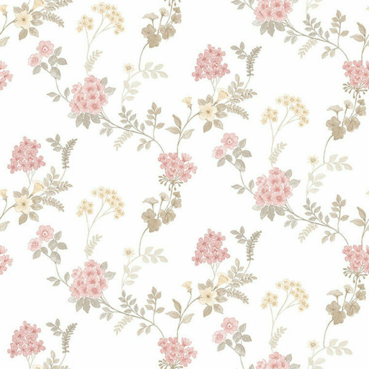 Galerie AF37732 - Abby Rose 4 Fern Floral Pink Khaki Grey Galerie Wallpaper roll - luxury design for UK feature walls