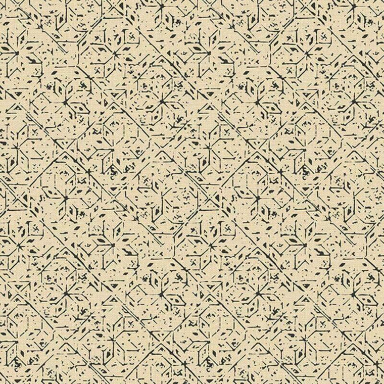 Galerie G78335 - Bazaar Geometric Tile Black, light ochre Galerie Wallpaper roll - luxury design for UK feature walls