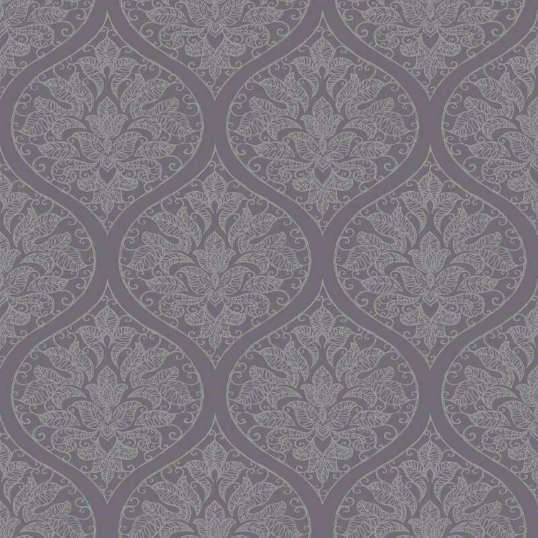 7008 - Emporium Henna Trellis Purple and Silver Galerie Wallpaper