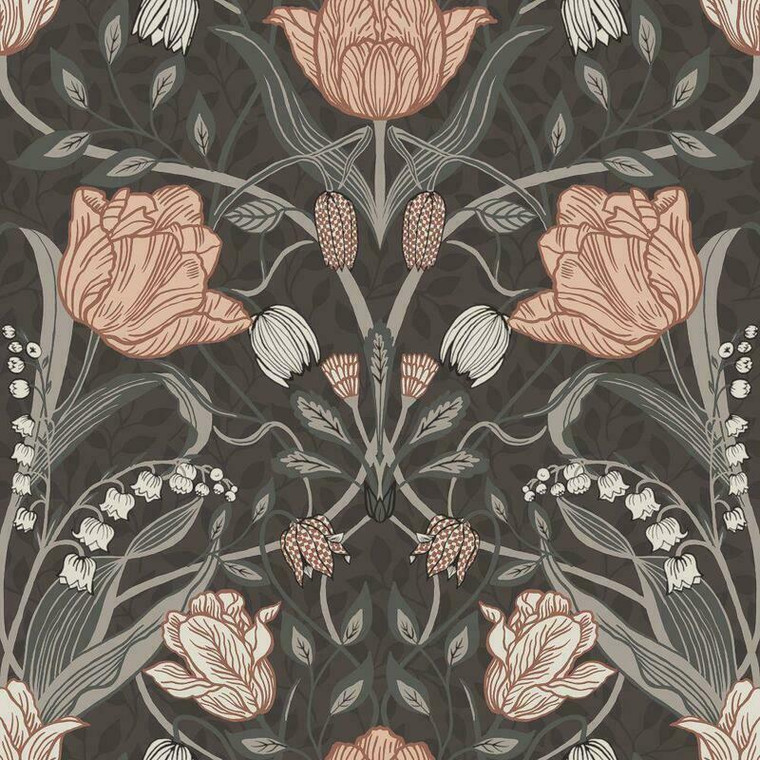 44107 - Apelviken2 Floral Tulips Brown Galerie Wallpaper