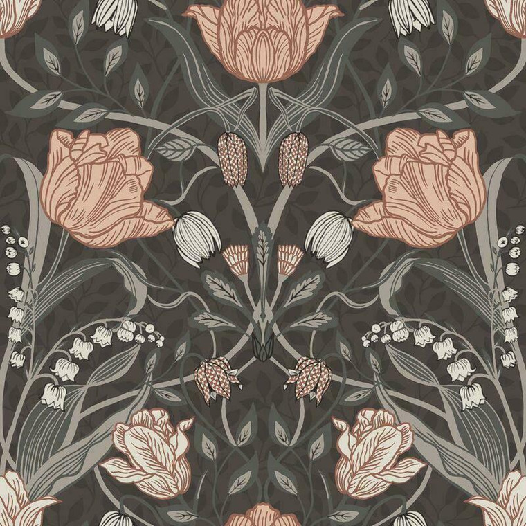 Galerie 44107 - Apelviken2 Floral Tulips Brown Galerie Wallpaper roll - luxury design for UK feature walls