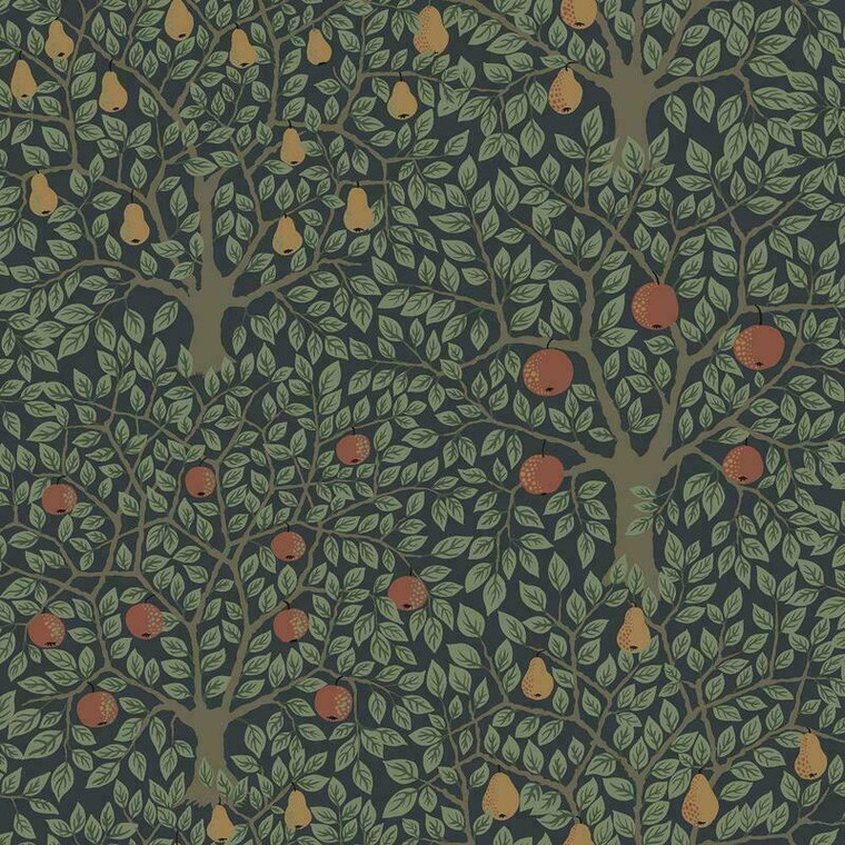 44110 - Apelviken2 Apples and Pears Black Green Galerie Wallpaper