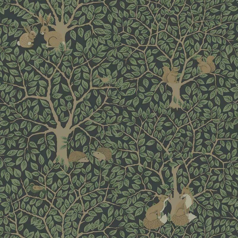 44115 - Apelviken2 Forest Animals Black Green Galerie Wallpaper