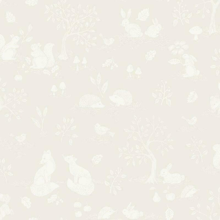 44125 - Apelviken2 Woodland Animals White Galerie Wallpaper
