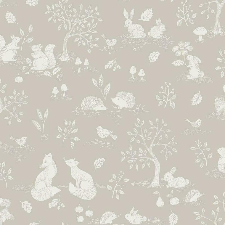 Galerie 44126 - Apelviken2 Woodland Animals Beige grey Galerie Wallpaper roll - luxury design for UK feature walls
