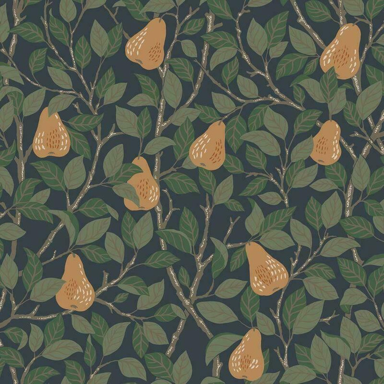 Galerie S13104 - Sommarang Leaves and Pears Blue Galerie Wallpaper roll - luxury design for UK feature walls