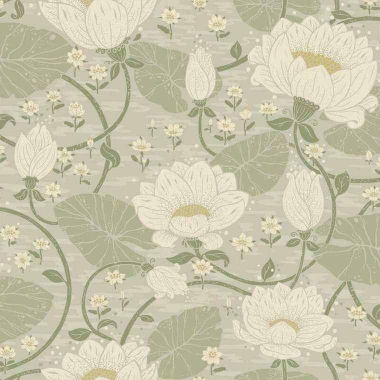 Galerie S83124 - Sommarang Lotus Flower Greige Galerie Wallpaper roll - luxury design for UK feature walls