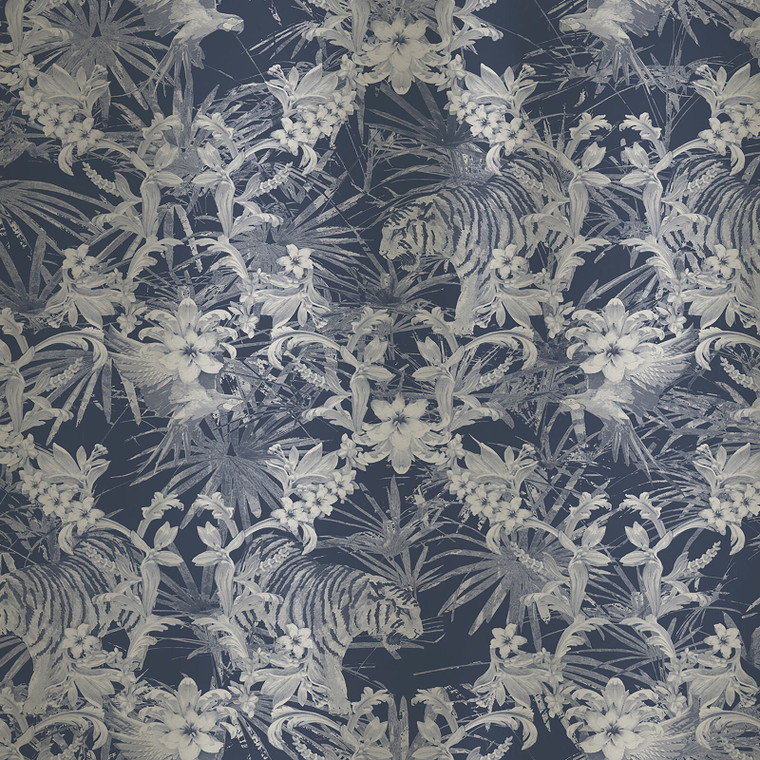 12585 - Ted Baker Fantasia Animals Metallic Blue Silver Galerie Wallpaper