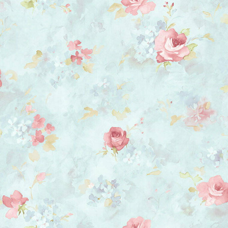 Galerie AB27662 - Abby Rose 4 Morning Dew Faded Roses Blue Pink Galerie Wallpaper roll - luxury design for UK feature walls