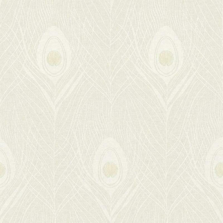 AC60003 - Absolutely Chic Peacock Feather Motif Beige Grey Galerie Wallpaper