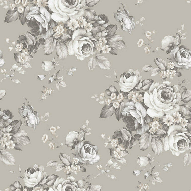 Galerie AF37701 - Abby Rose 4 Grand Floral Grey Black Galerie Wallpaper roll - luxury design for UK feature walls