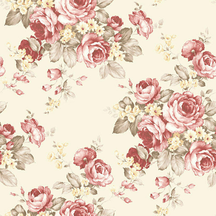 Galerie AF37702 - Abby Rose 4 Grand Floral Red CreamGreen Galerie Wallpaper roll - luxury design for UK feature walls