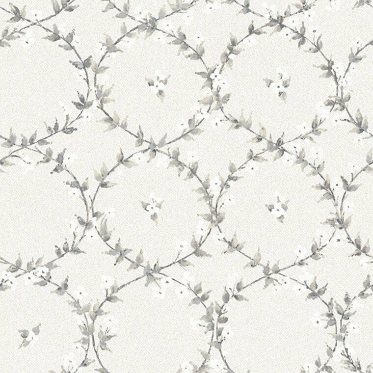 Galerie AF37744 - Abby Rose 4 Floral Laurel Light Grey Black Galerie Wallpaper roll - luxury design for UK feature walls
