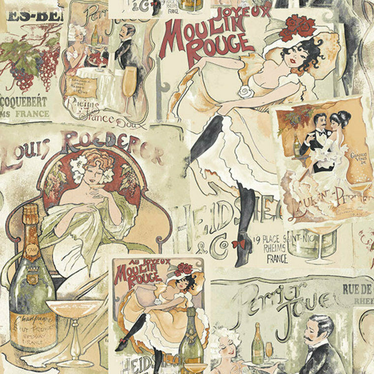 G56113 - Nostalgie Champagne Posters Red Galerie Wallpaper