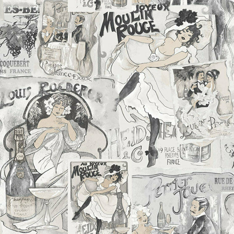 G56115 - Nostalgie Champagne Posters Silver Grey Galerie Wallpaper