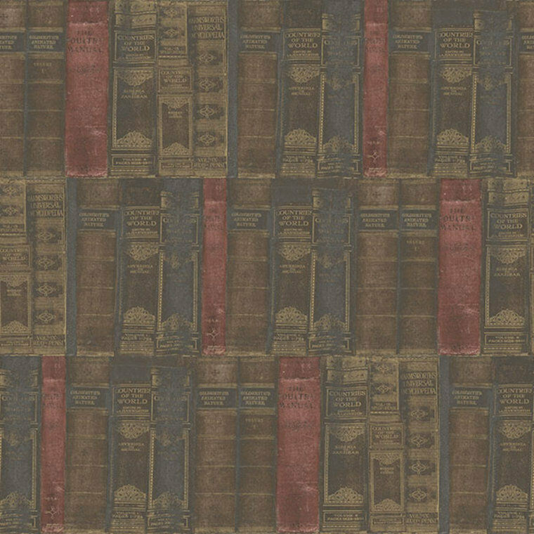 G56132 - Nostalgie Library Books Brown Galerie Wallpaper