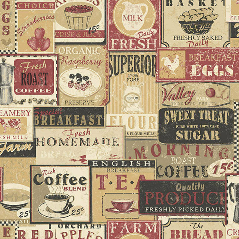 G56172 - Nostalgie Enamel Kitchen Signs Red Galerie Wallpaper