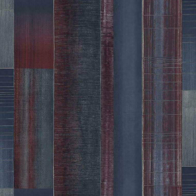 G56573 - TexStyle Blocks Stripes Navy, Cranberry, ink Galerie Wallpaper