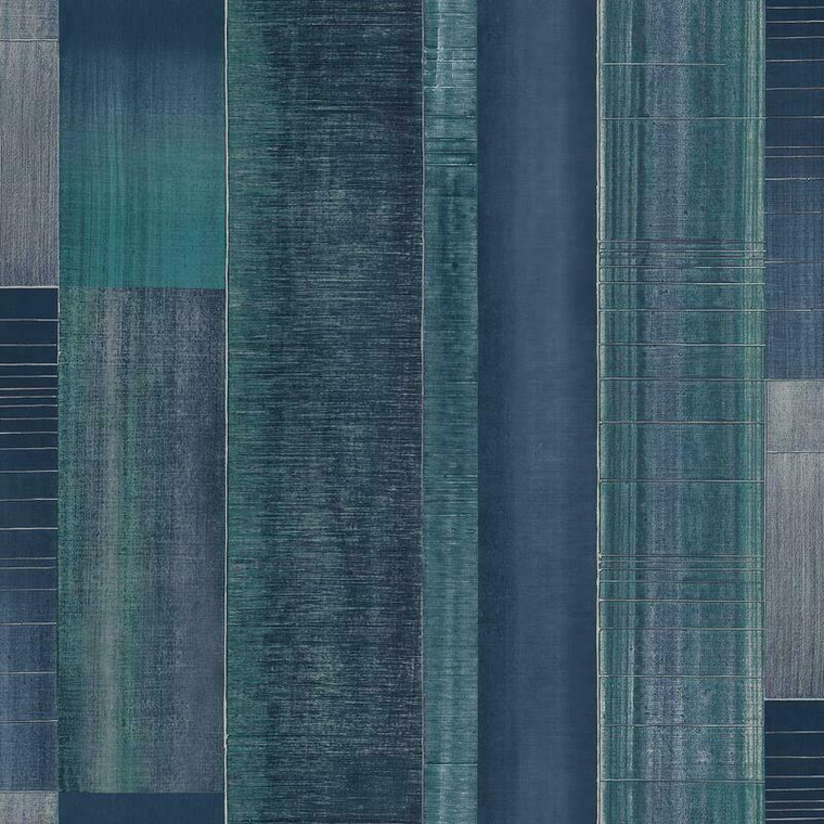 G56575 - TexStyle Blocks Stripes Turquoise, Navy, ink Galerie Wallpaper
