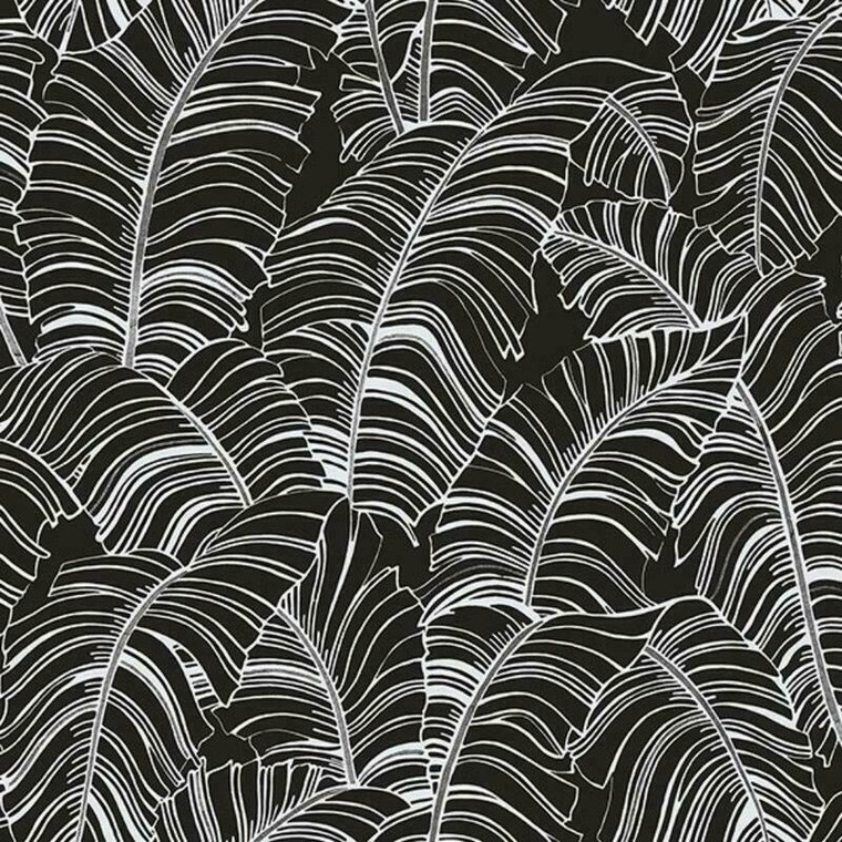 G78297 - Bazaar Palm Leaves Black + White Galerie Wallpaper