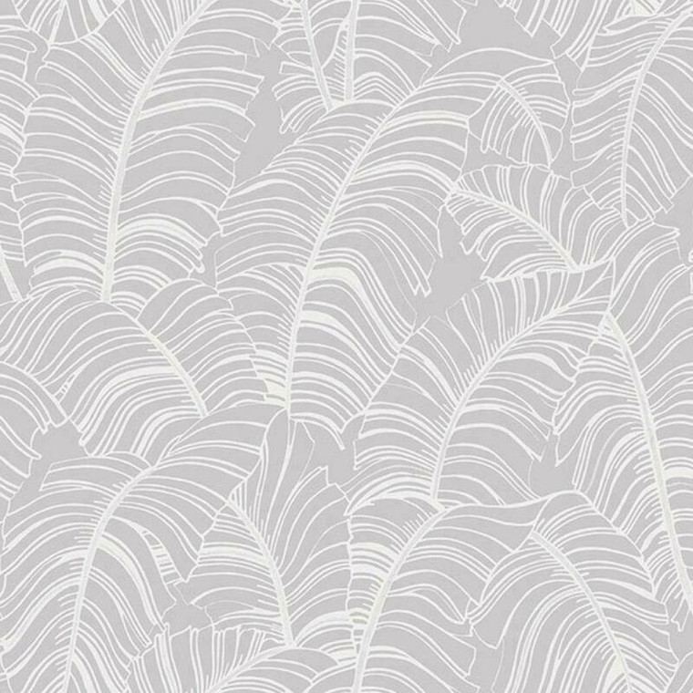 G78298 - Bazaar Palm Leaves Light Grey Galerie Wallpaper