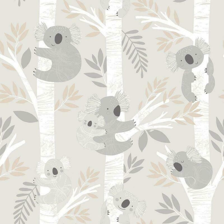 Galerie G78385 - Tiny Tots 2 Koalas Greige Tan Glitter Galerie Wallpaper roll - luxury design for UK feature walls