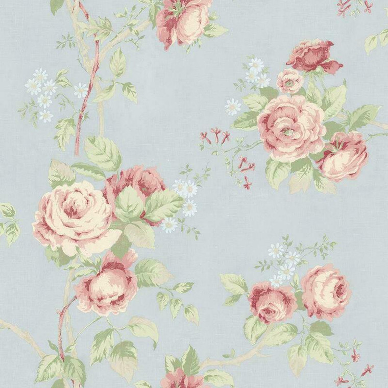 Galerie CG28815 - Rose Garden Vine Roses Blue Galerie Wallpaper roll - luxury design for UK feature walls