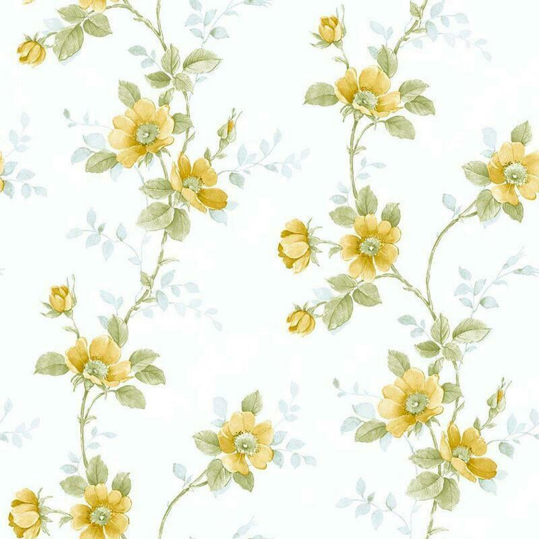 Galerie RG35730 - Rose Garden Vine Roses Yellow Gold Galerie Wallpaper roll - luxury design for UK feature walls