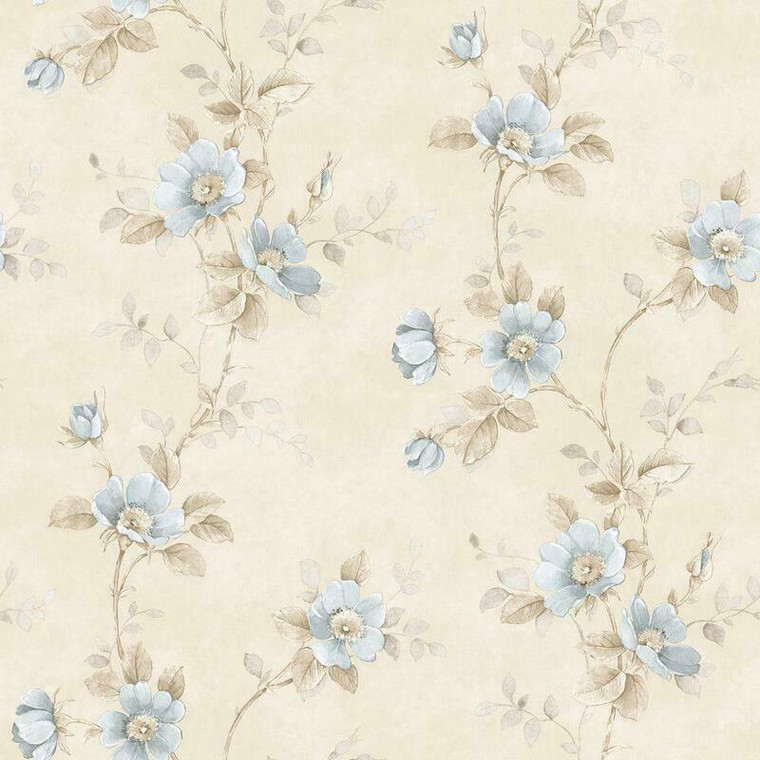 Galerie RG35732 - Rose Garden Vine Roses Blue Galerie Wallpaper roll - luxury design for UK feature walls