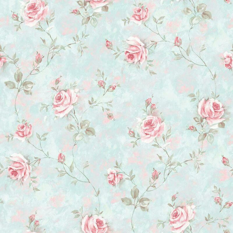 Galerie RG35734 - Rose Garden Vine Roses Blue Galerie Wallpaper roll - luxury design for UK feature walls