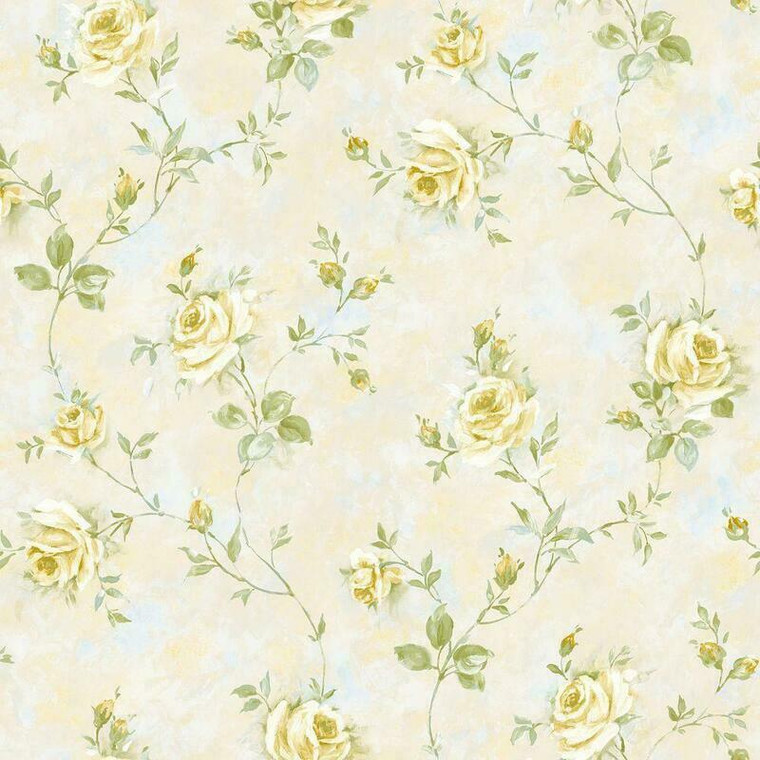 Galerie RG35736 - Rose Garden Vine Roses Yellow Gold Galerie Wallpaper roll - luxury design for UK feature walls